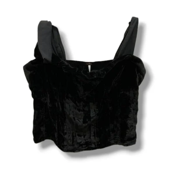 Free People Trapped In Your Love Black Velvet Crop Top Size M Medium - Picture 5 of 7
